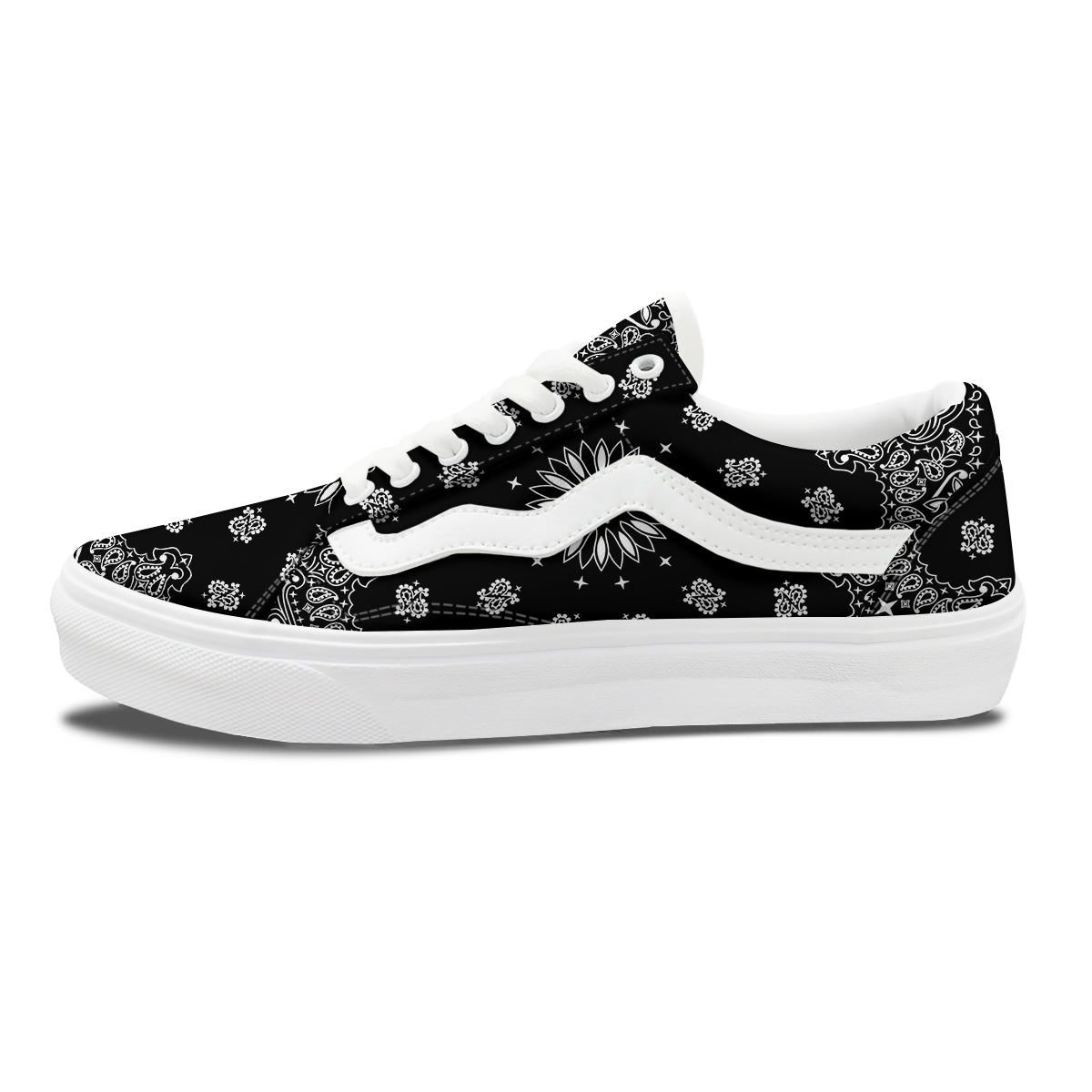 Bandana Black Paisley Print Skate Shoes-grizzshop