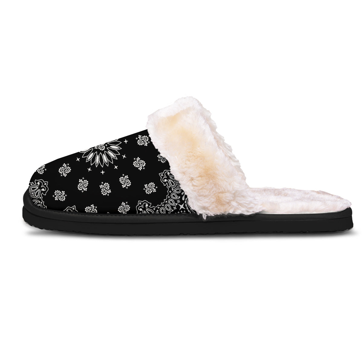 Bandana Black Paisley Print Slippers-grizzshop
