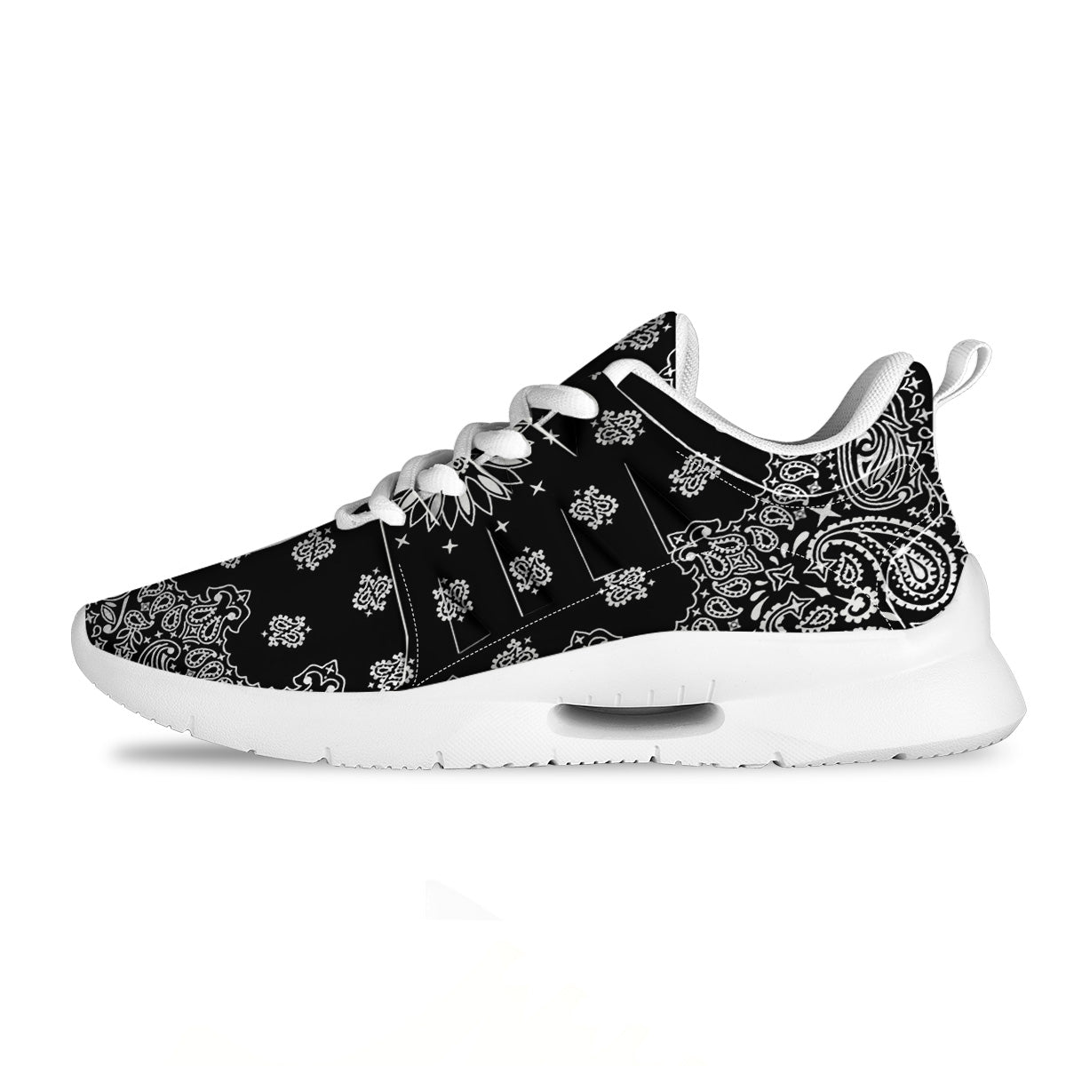Bandana Black Paisley Print Tennis Shoes-grizzshop