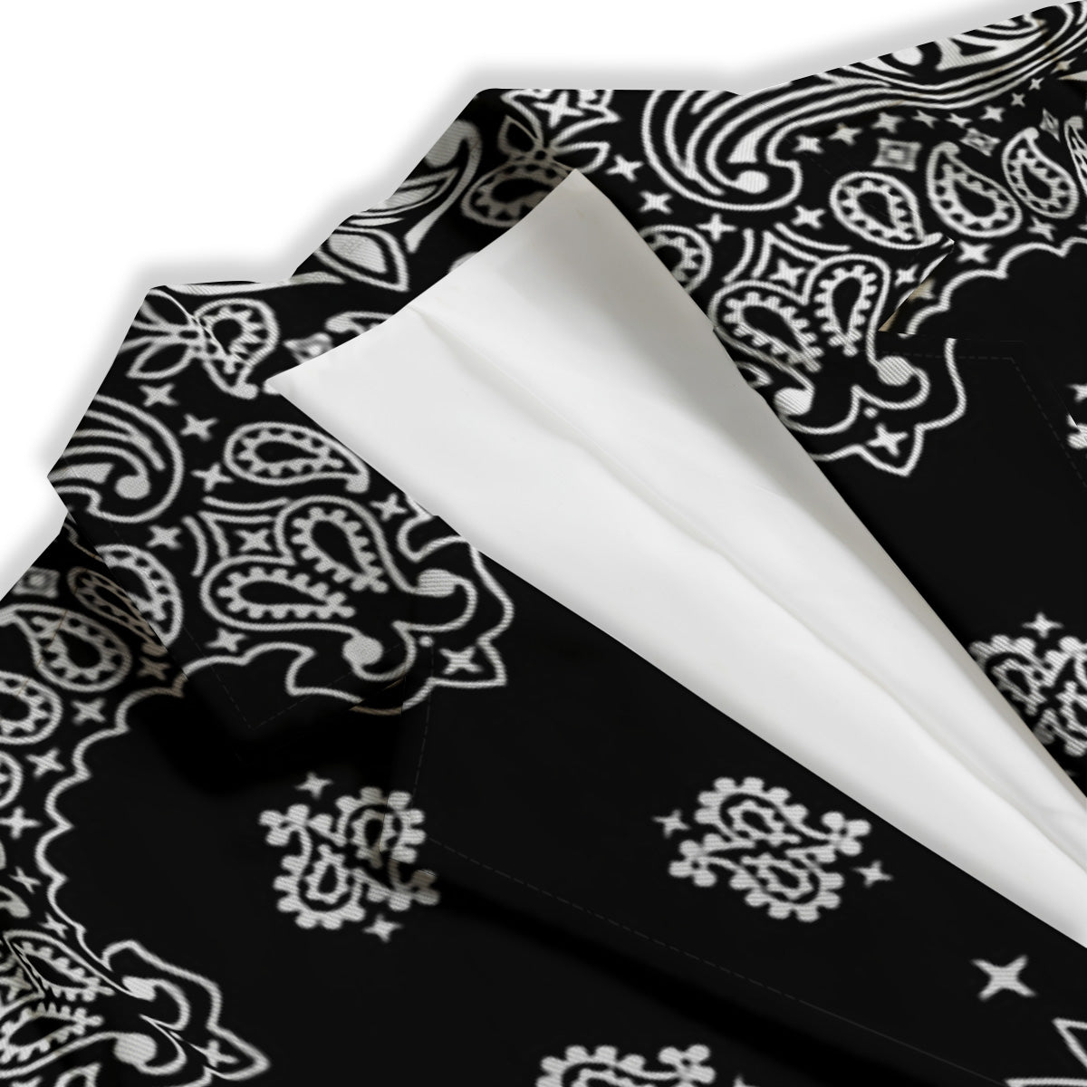 Bandana Black Paisley Print Women's Blazer-grizzshop