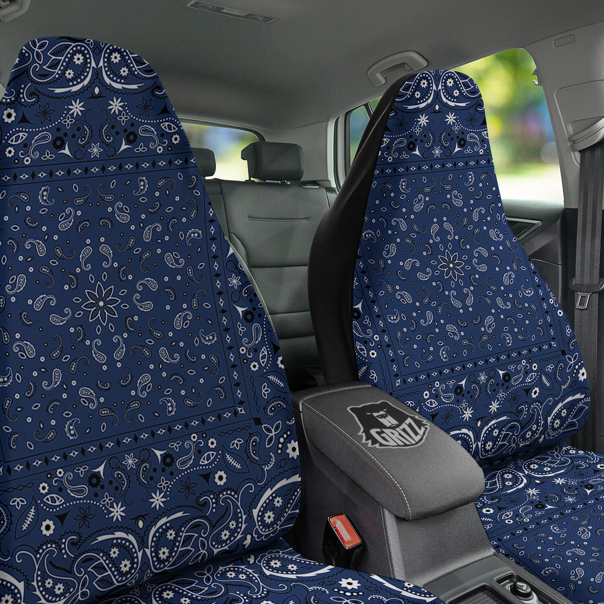 Bandana Blue Paisley Print Car Seat Covers-grizzshop