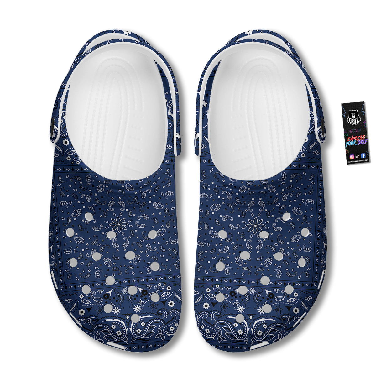 Bandana Blue Paisley Print Clog-grizzshop