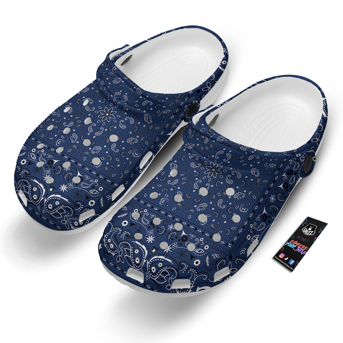 Bandana Blue Paisley Print Clog-grizzshop