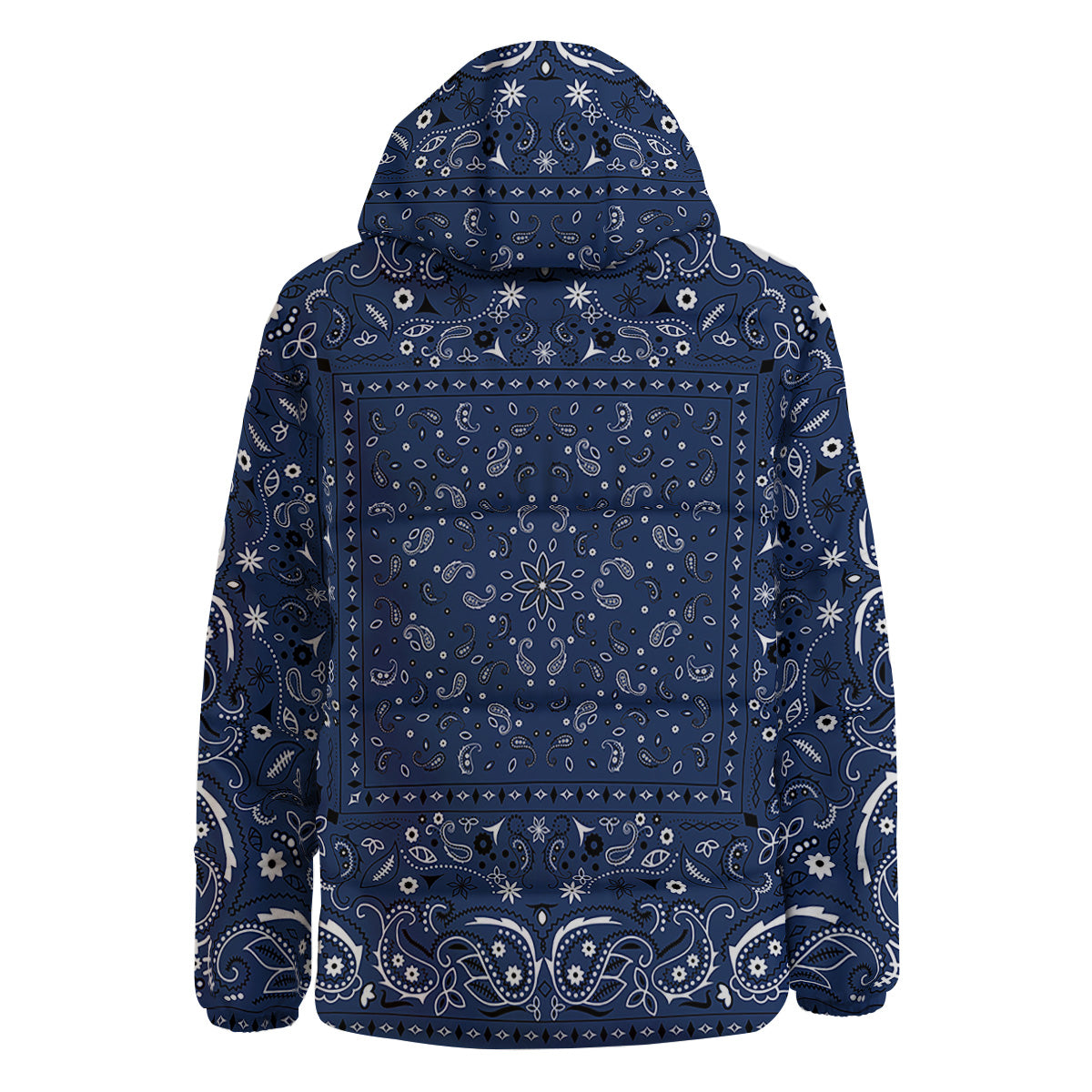 Bandana Blue Paisley Print Down Jacket-grizzshop