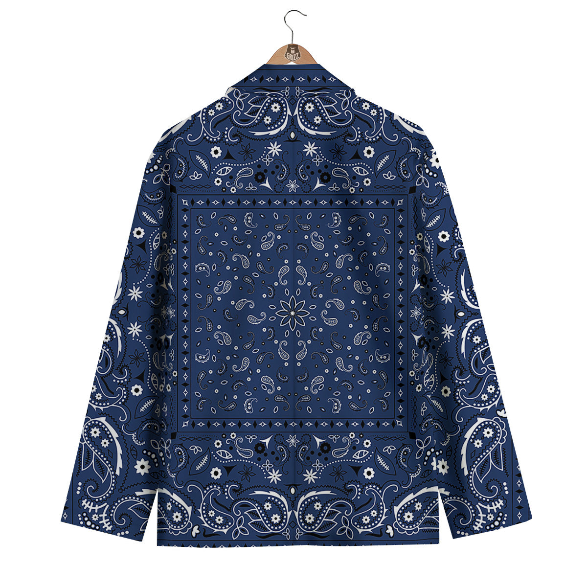 Bandana Blue Paisley Print Men's Blazer-grizzshop