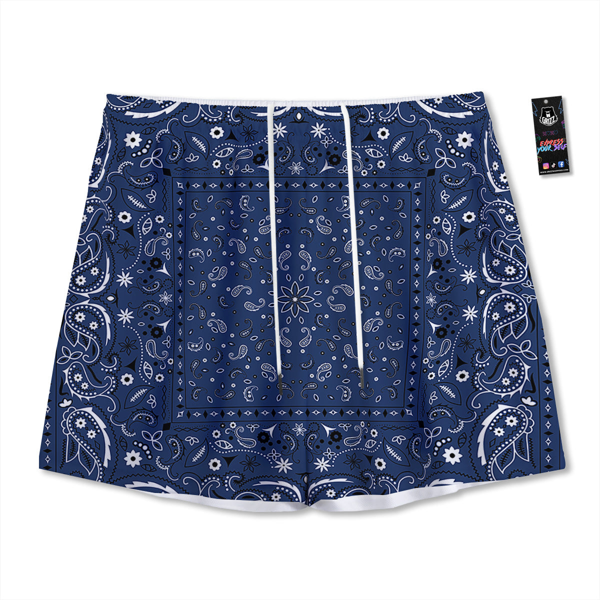 Beige Plaid And Grey Print Pattern Mesh Shorts