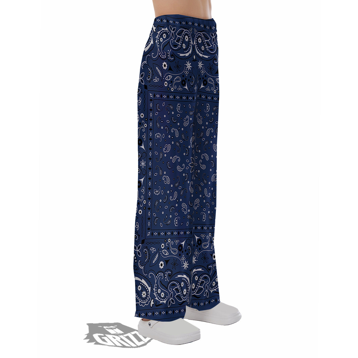 Bandana Blue Paisley Print Pajama Pants-grizzshop
