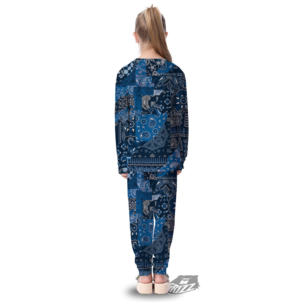 Bandana Blue Paisley Print Pattern Kid's Pajamas-grizzshop