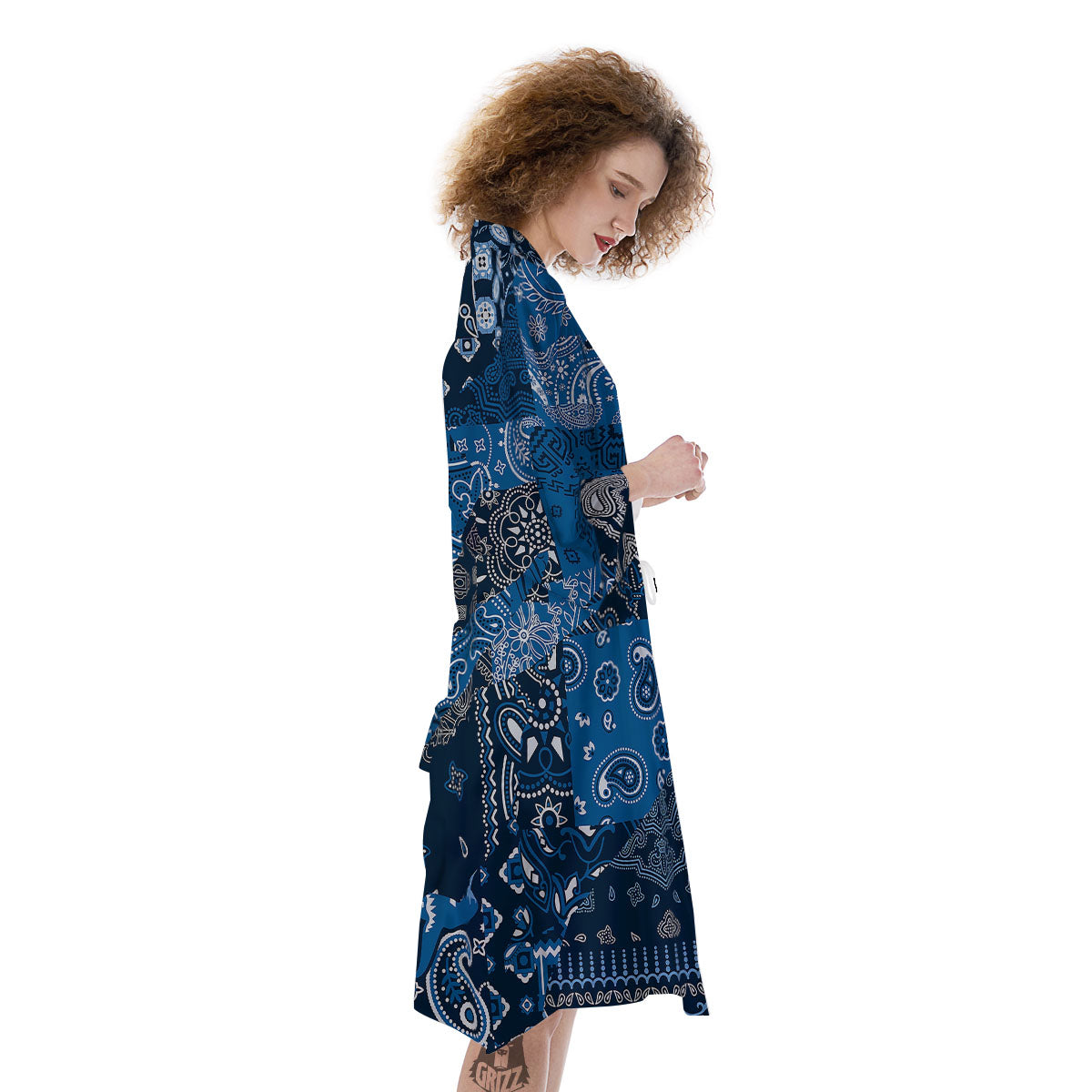 Bandana Blue Paisley Print Pattern Kimono-grizzshop