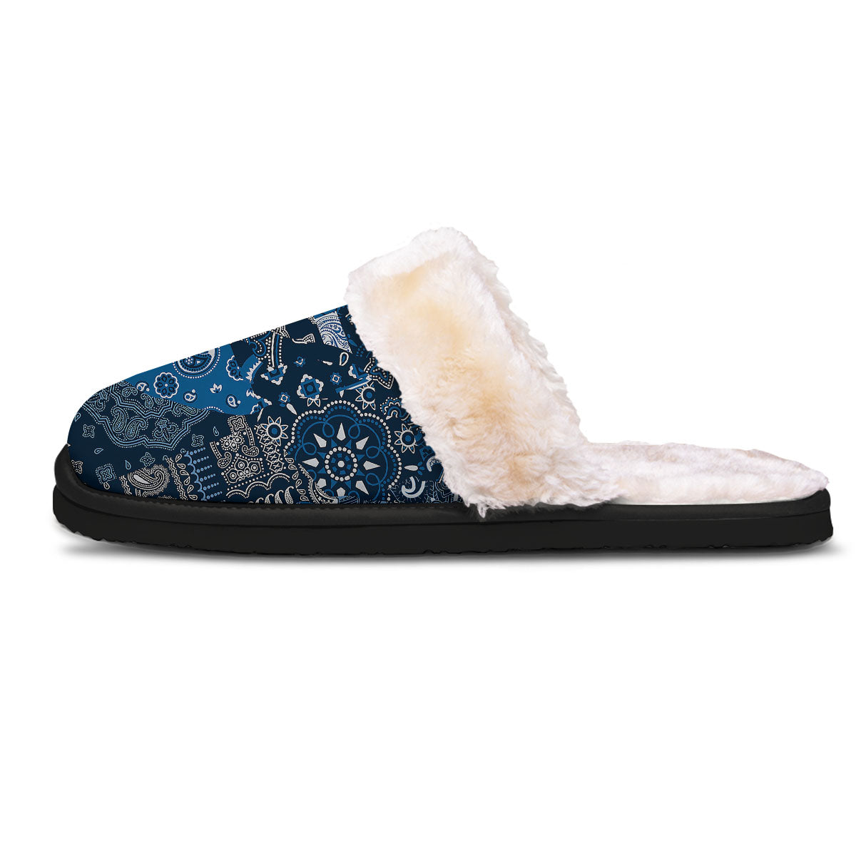 Bandana Blue Paisley Print Pattern Slippers-grizzshop