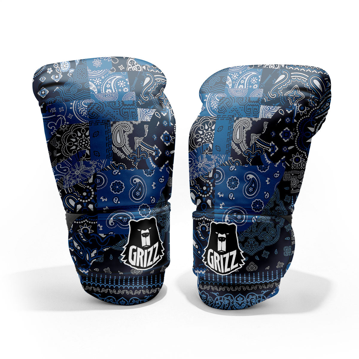 Bandana Blue Paisley Print Pattern Pro Boxing Glove