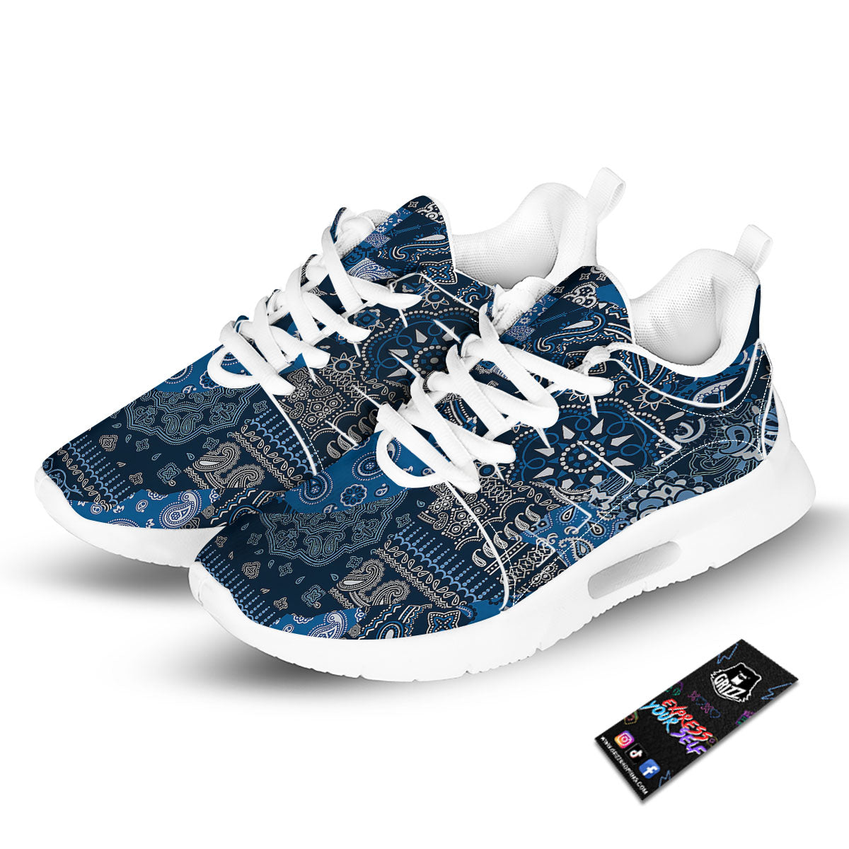 Bandana Blue Paisley Print Pattern Tennis Shoes-grizzshop