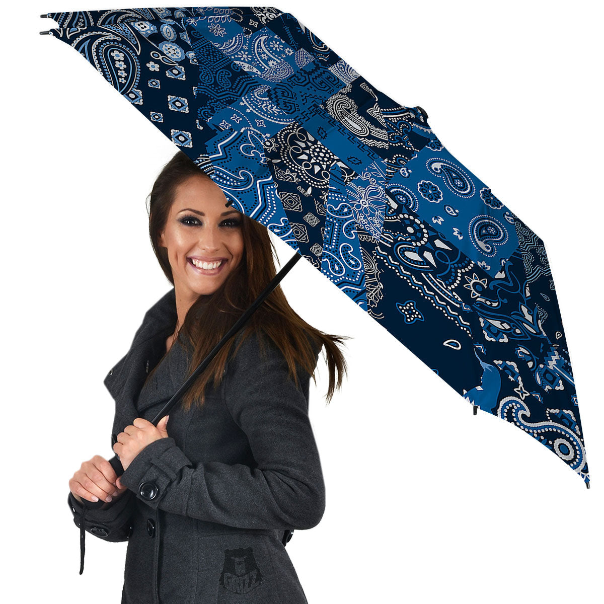Bandana Blue Paisley Print Pattern Umbrella-grizzshop