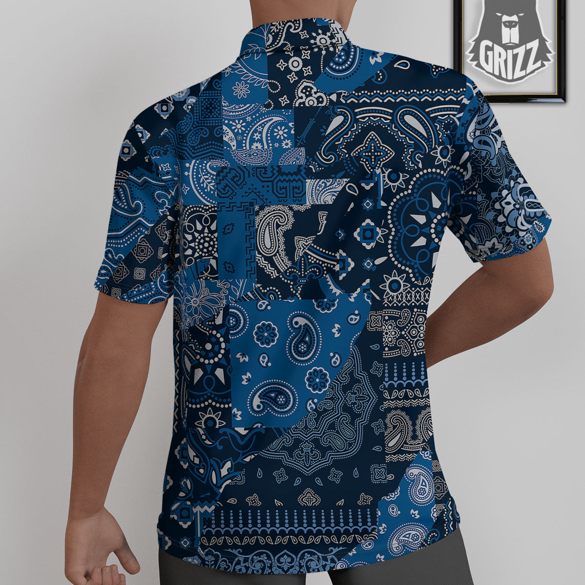 Bandana Blue Paisley Print Pattern Untucked Shirts-grizzshop