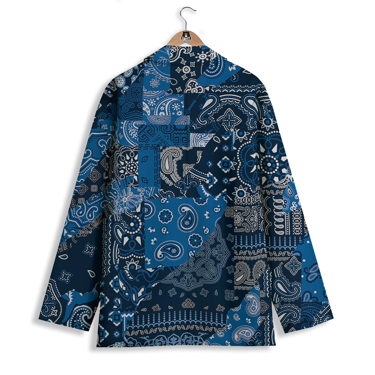 Bandana Blue Paisley Print Pattern Women's Blazer-grizzshop