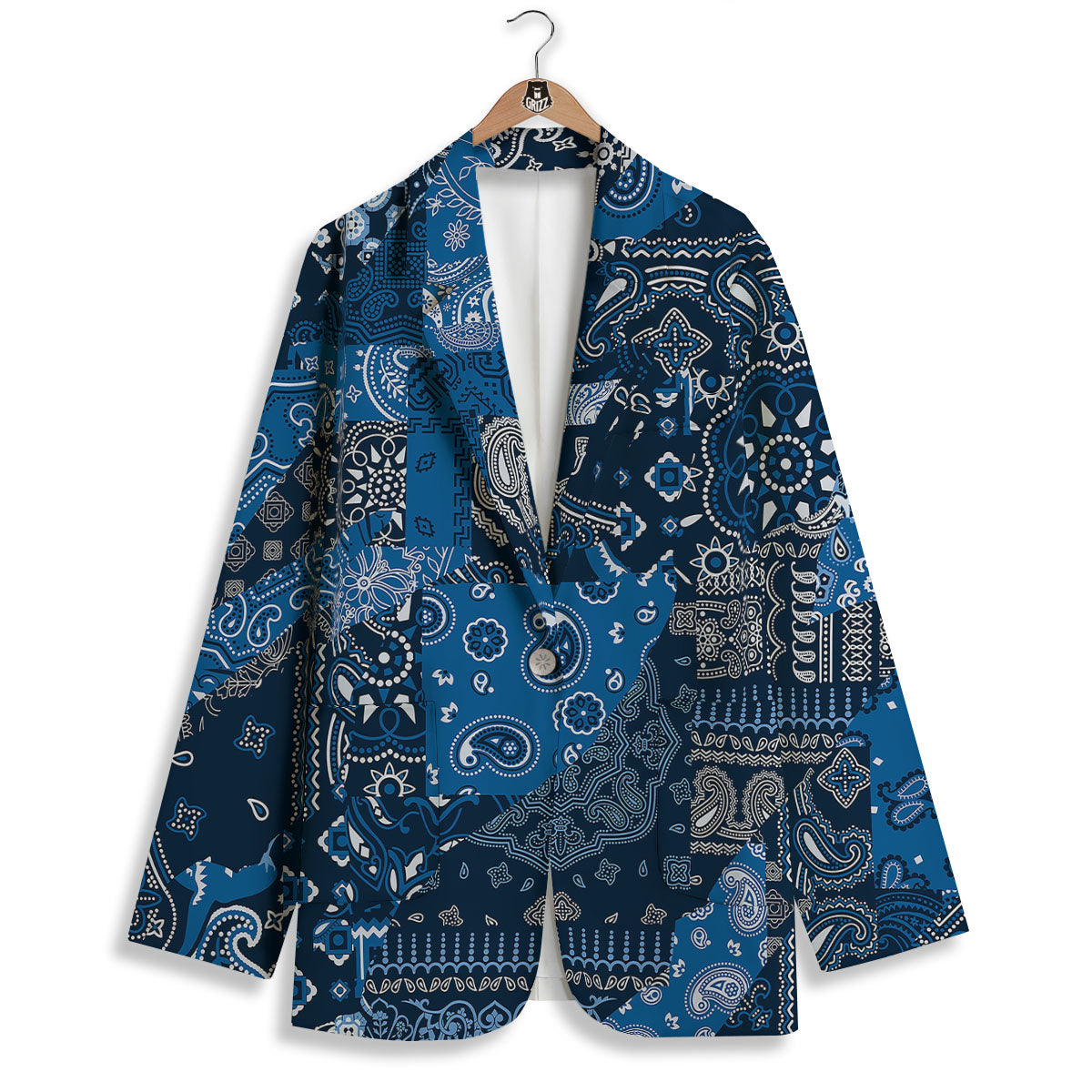 Bandana Blue Paisley Print Pattern Women's Blazer-grizzshop