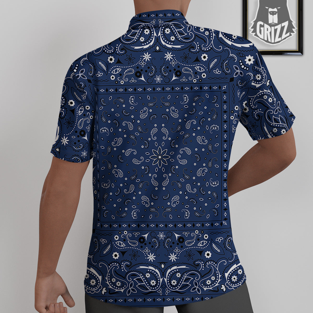 Bandana Blue Paisley Print Untucked Shirts-grizzshop