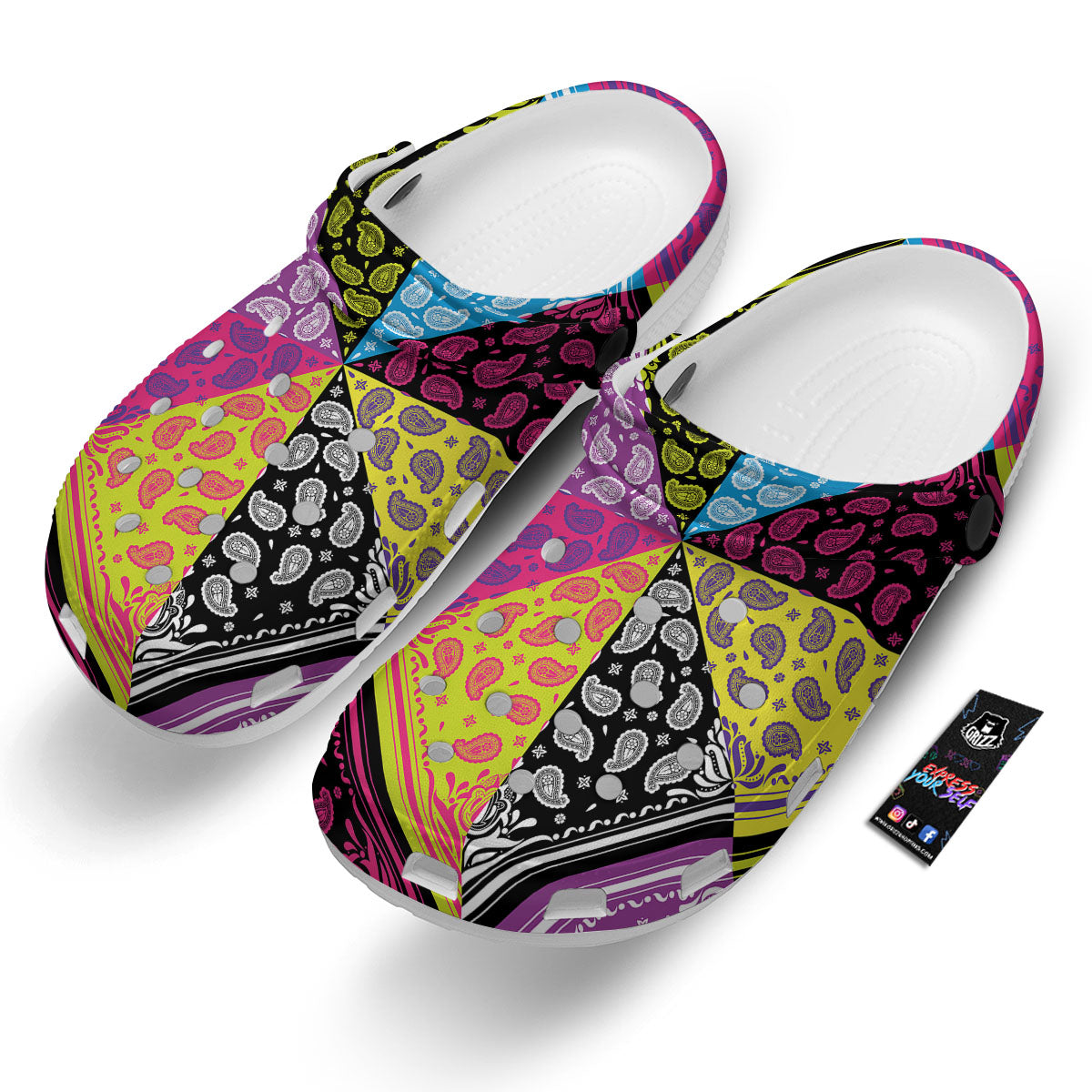 Bandana Paisley Colorful Square Print Clog-grizzshop