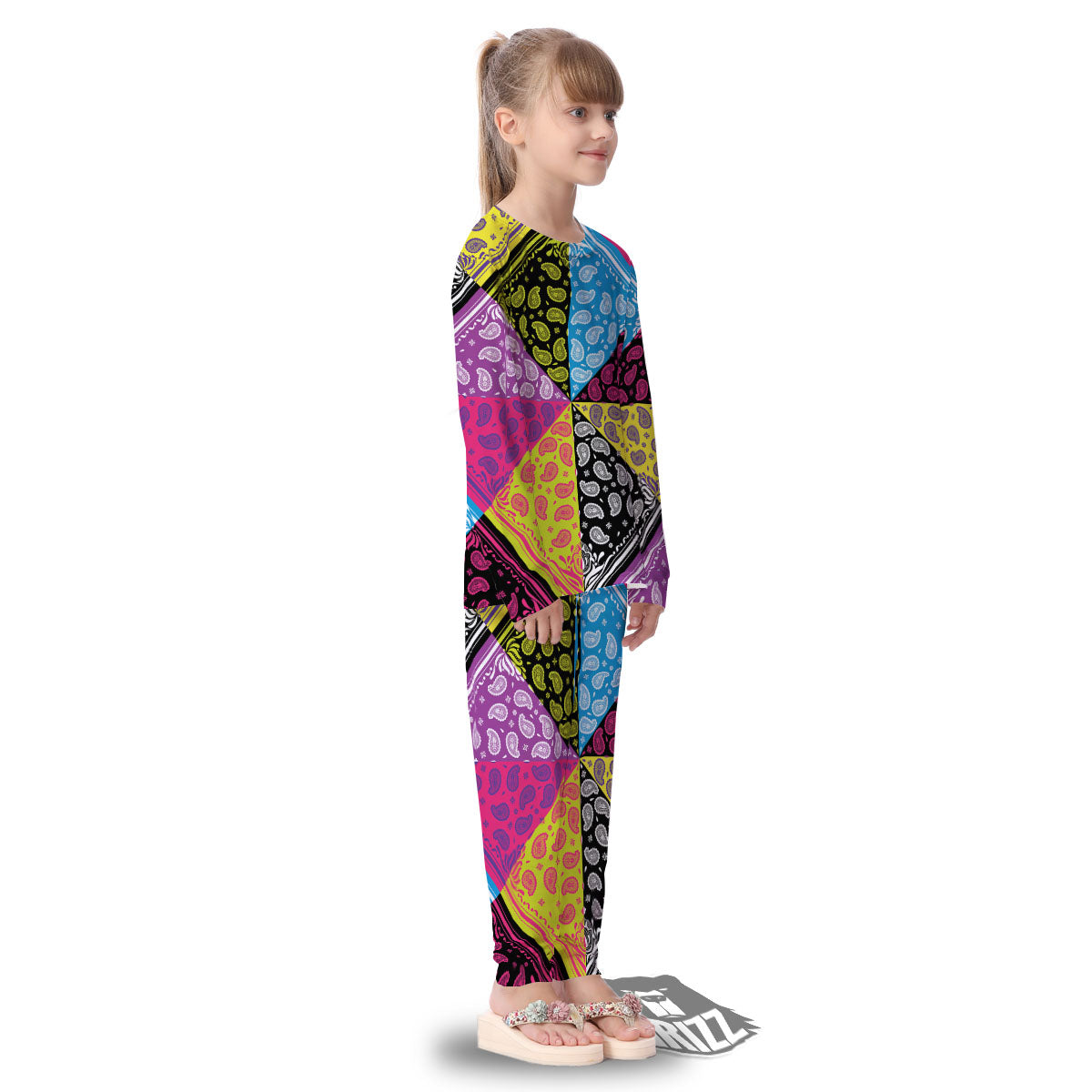 Bandana Paisley Colorful Square Print Kid's Pajamas-grizzshop