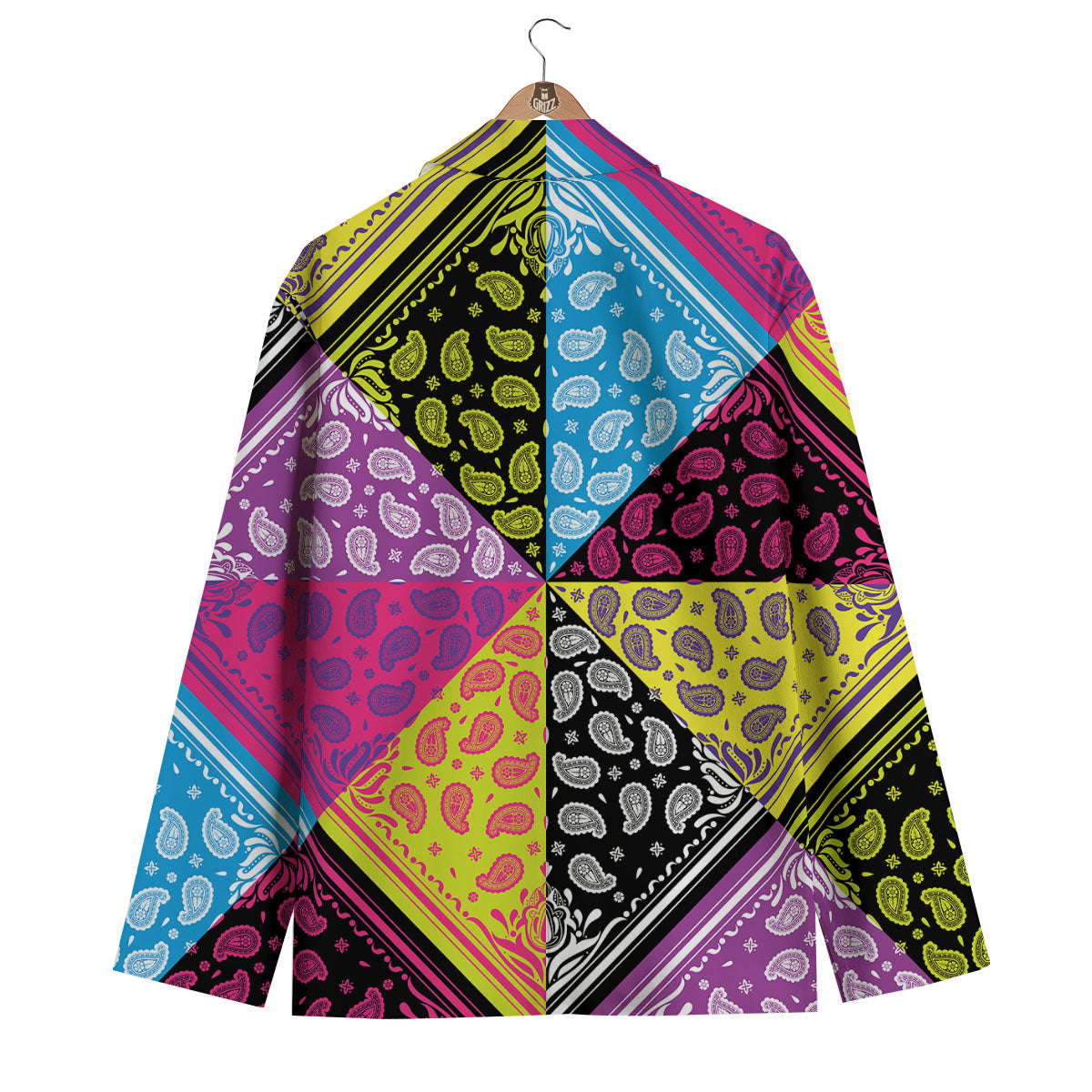 Bandana Paisley Colorful Square Print Men's Blazer-grizzshop