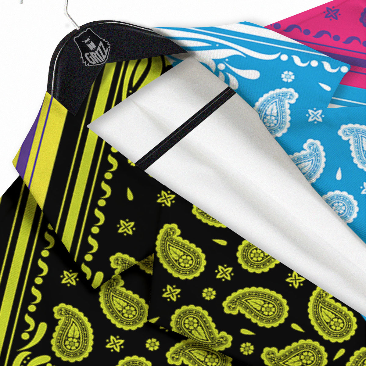 Bandana Paisley Colorful Square Print Men's Sport Coat-grizzshop