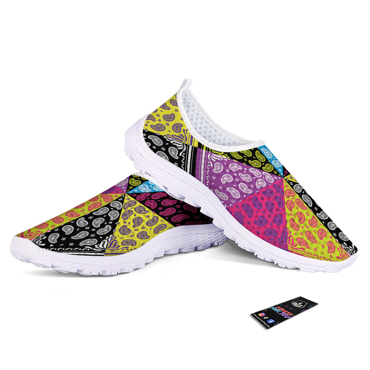 Bandana Paisley Colorful Square Print Nurse Shoes-grizzshop
