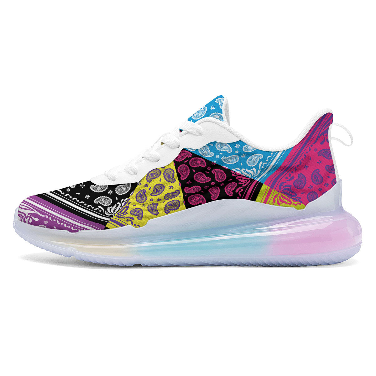 Bandana Paisley Colorful Square Print Running Sneakers-grizzshop
