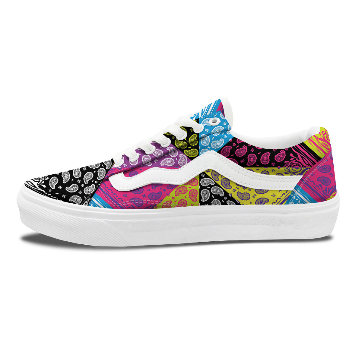 Bandana Paisley Colorful Square Print Skate Shoes-grizzshop