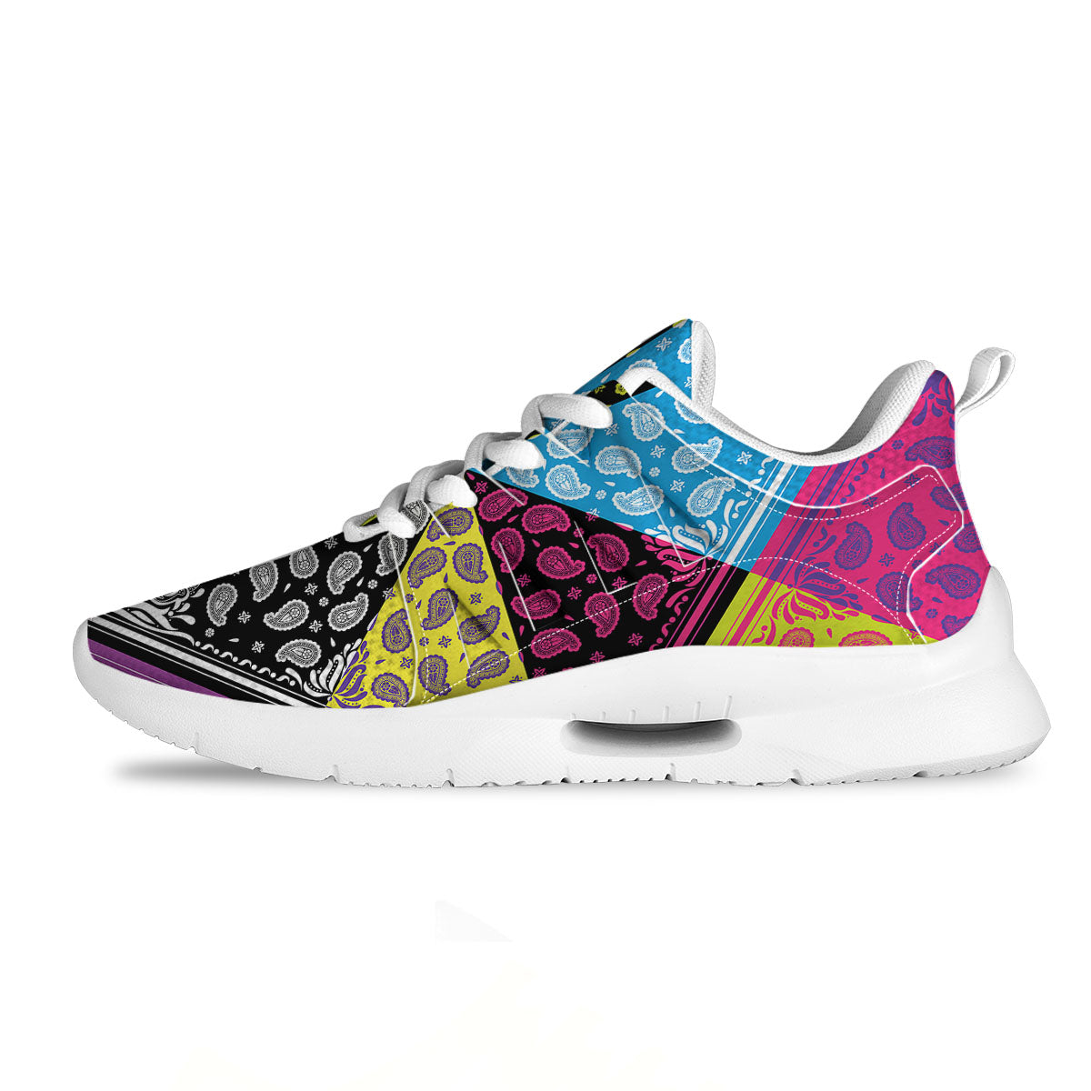 Bandana Paisley Colorful Square Print Tennis Shoes-grizzshop