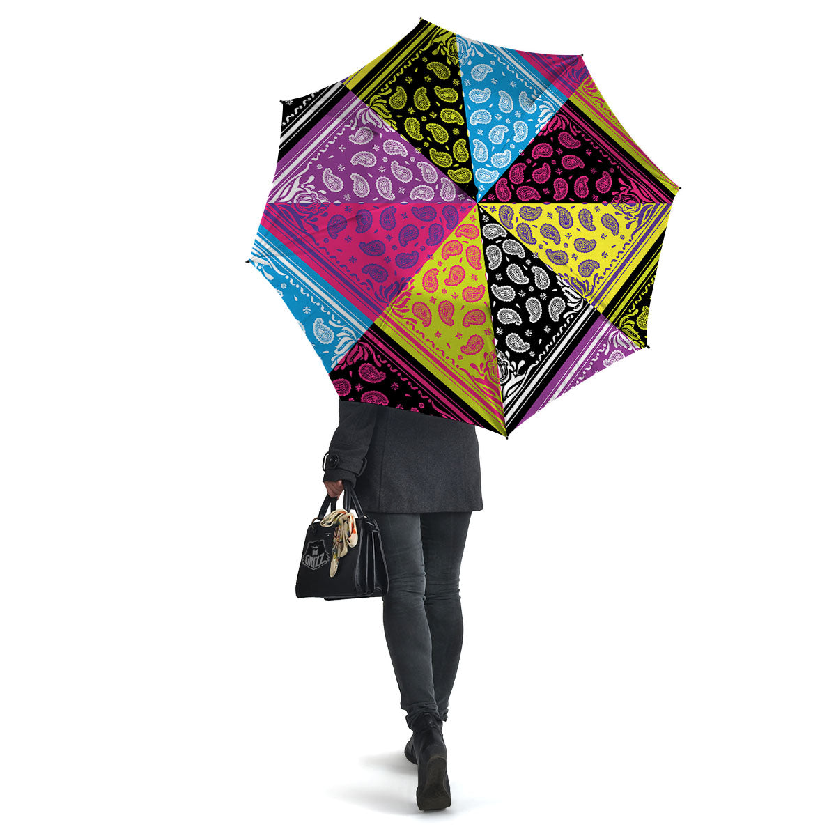 Bandana Paisley Colorful Square Print Umbrella-grizzshop