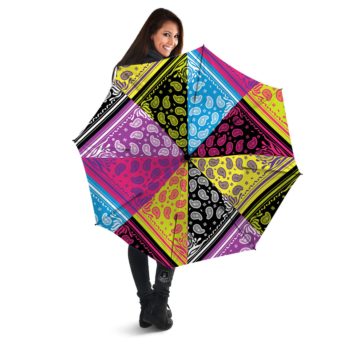 Bandana Paisley Colorful Square Print Umbrella-grizzshop