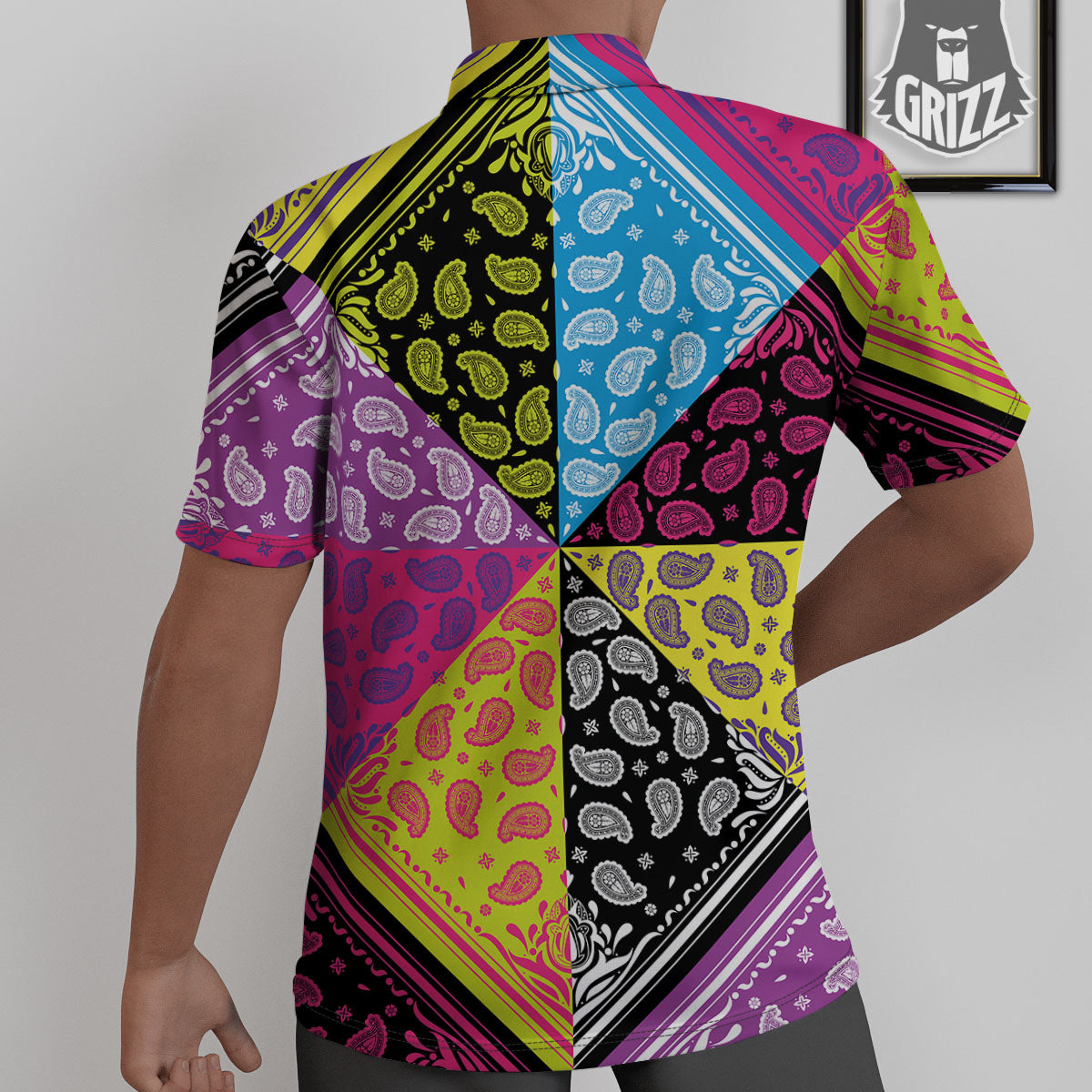 Bandana Paisley Colorful Square Print Untucked Shirts-grizzshop