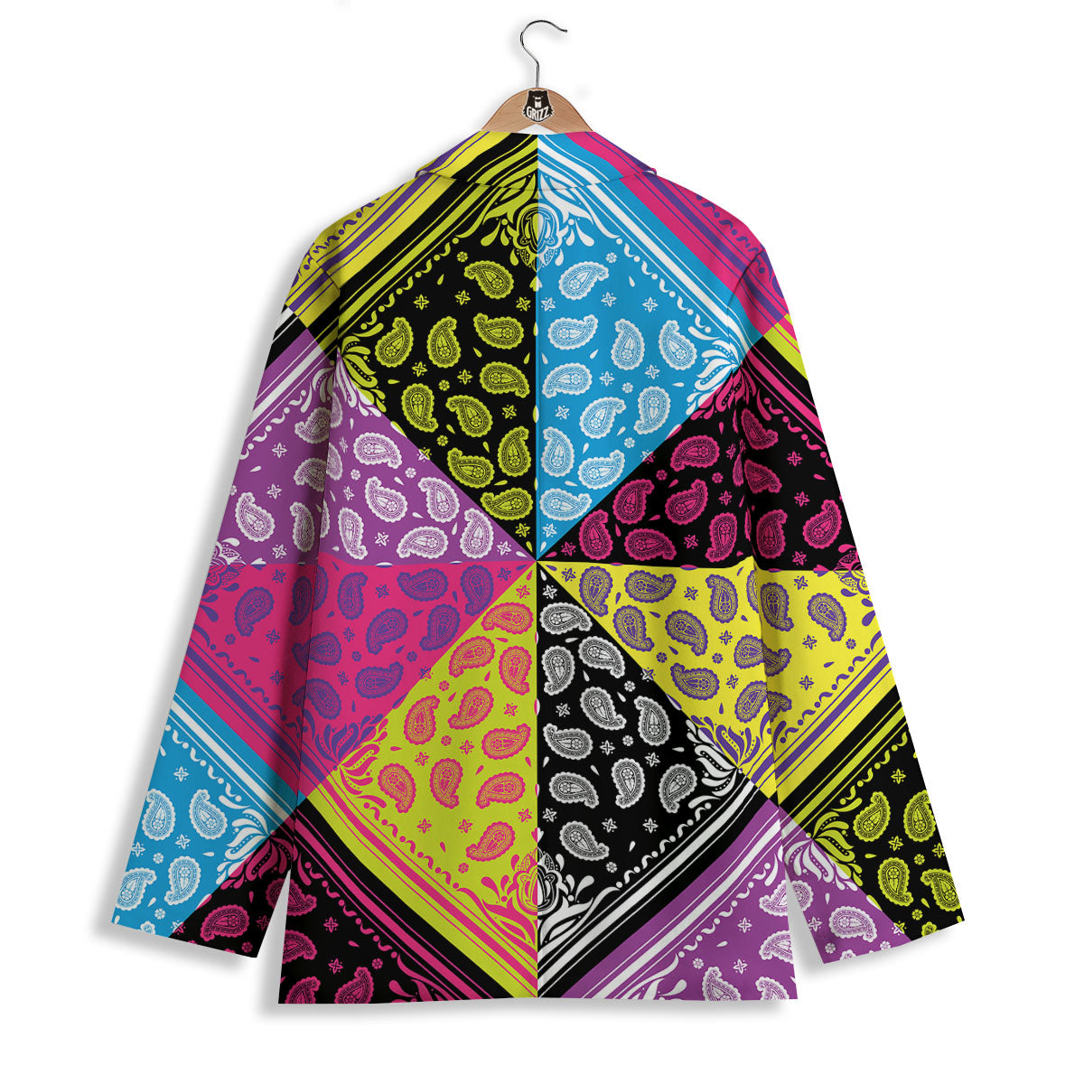 Bandana Paisley Colorful Square Print Women's Blazer-grizzshop