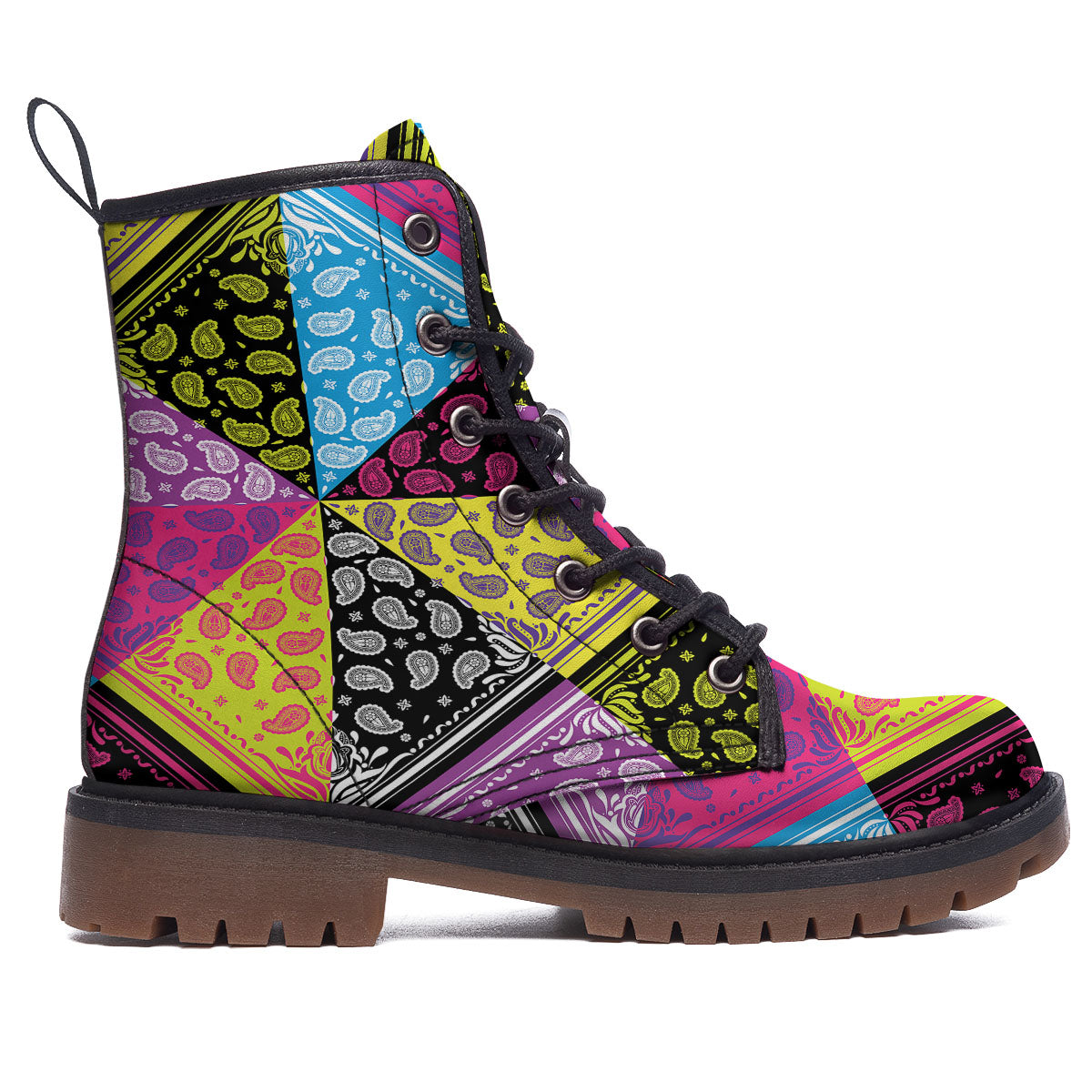Bandana Paisley Colorful Square Print Work Boots-grizzshop
