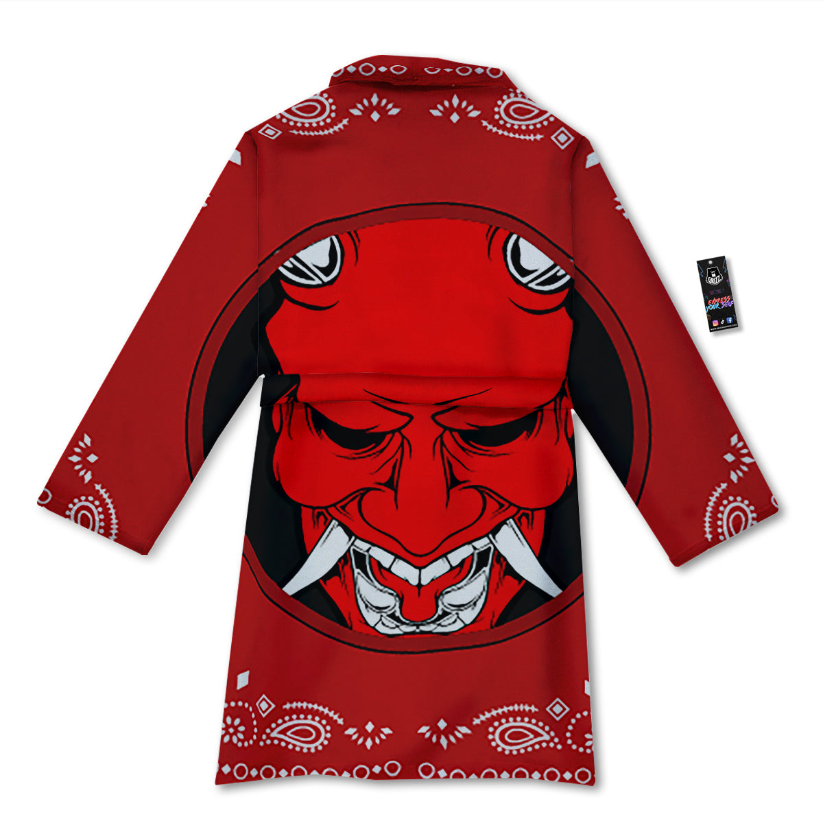Bandana Red Hannya Demon Print Bathrobe-grizzshop