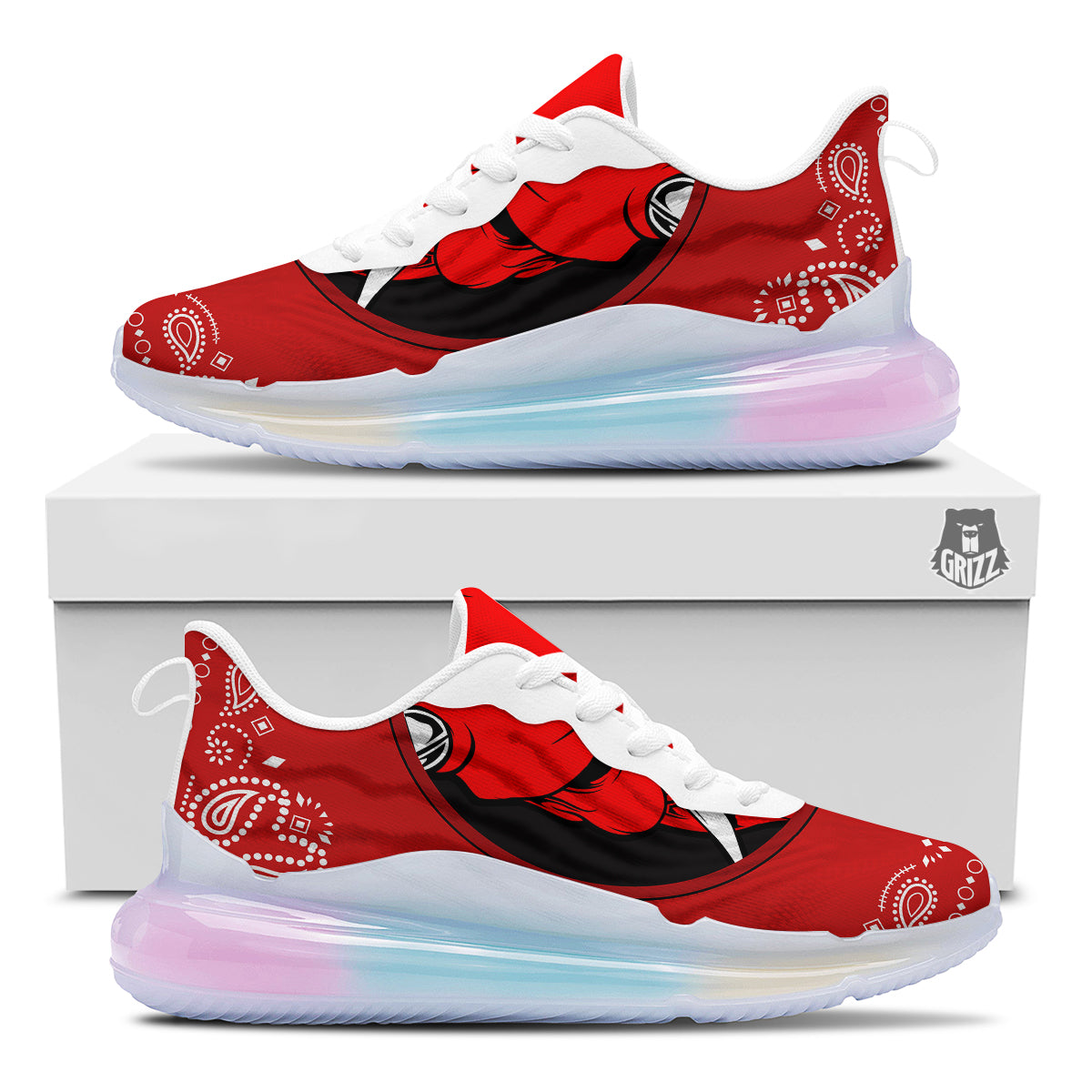 Bandana Red Hannya Demon Print Running Sneakers-grizzshop