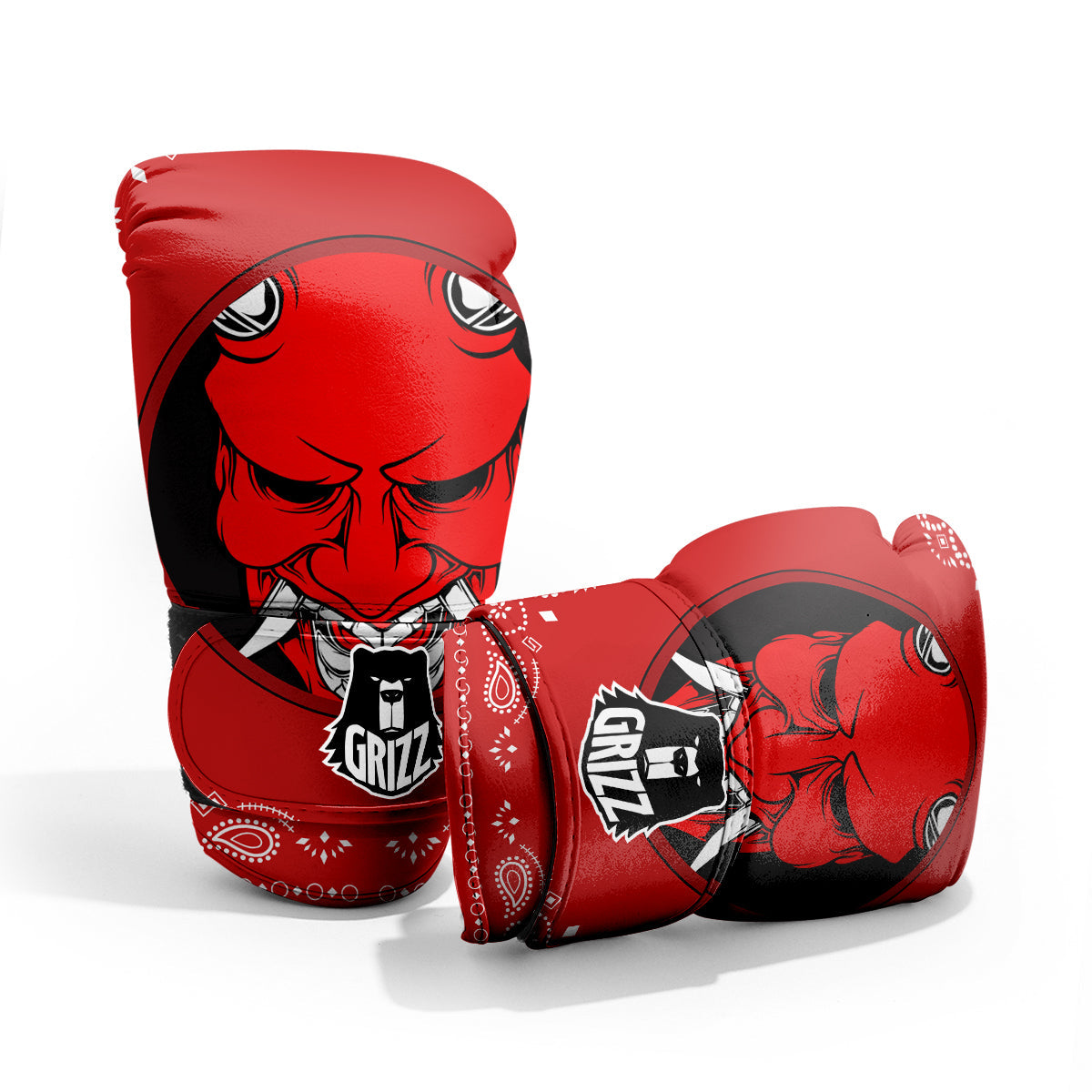 Bandana Red Hannya Demon Print Pro Boxing Glove