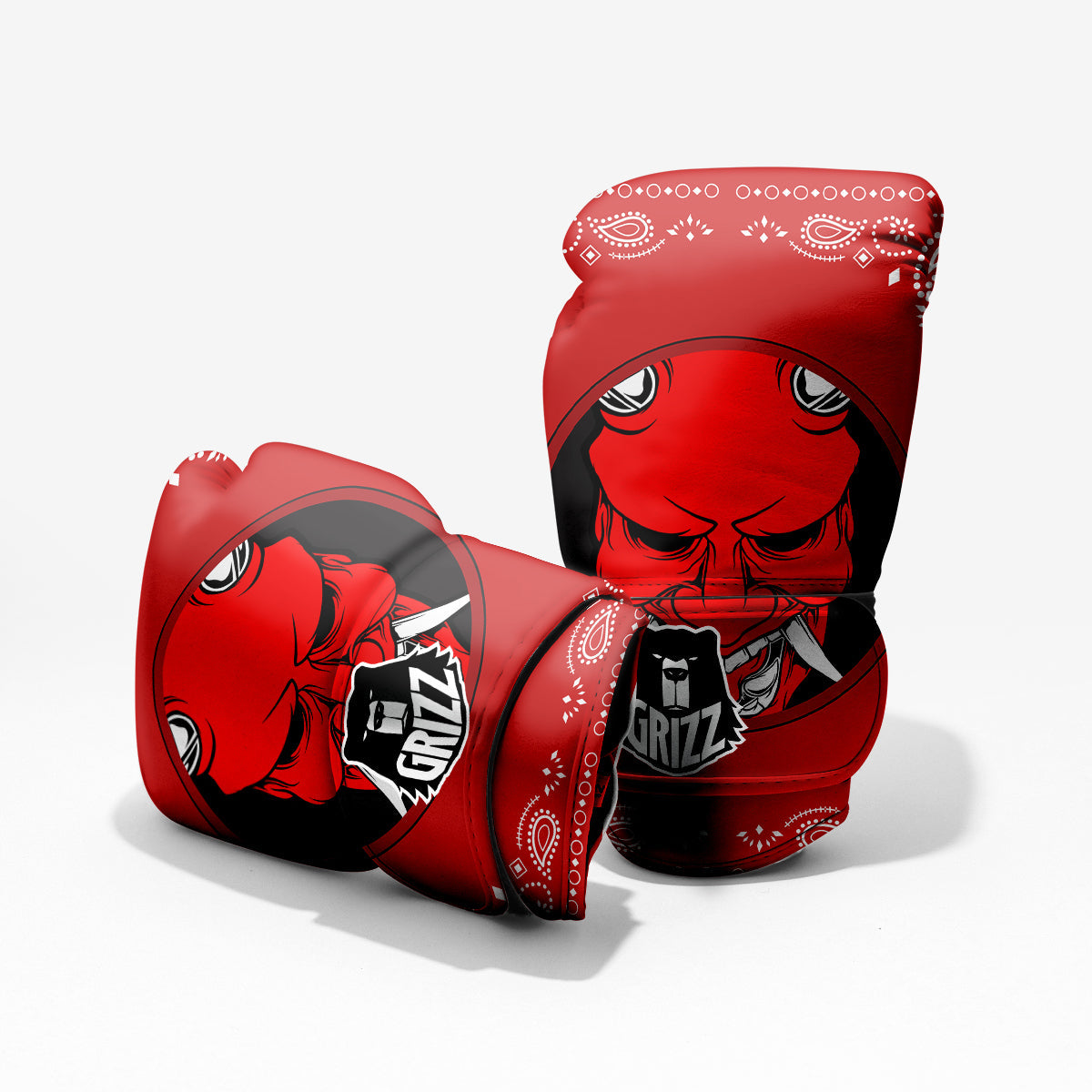 Bandana Red Hannya Demon Print Pro Boxing Glove