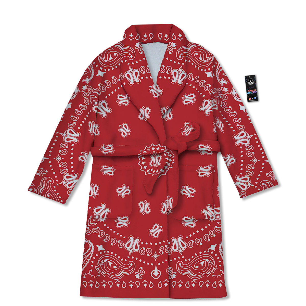 Bandana Red Paisley Print Bathrobe-grizzshop