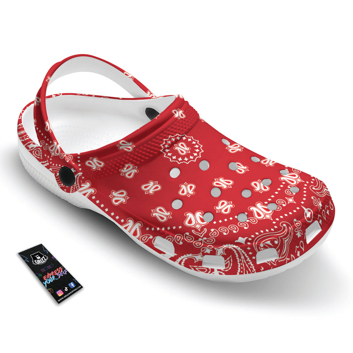 Bandana Red Paisley Print Clog-grizzshop