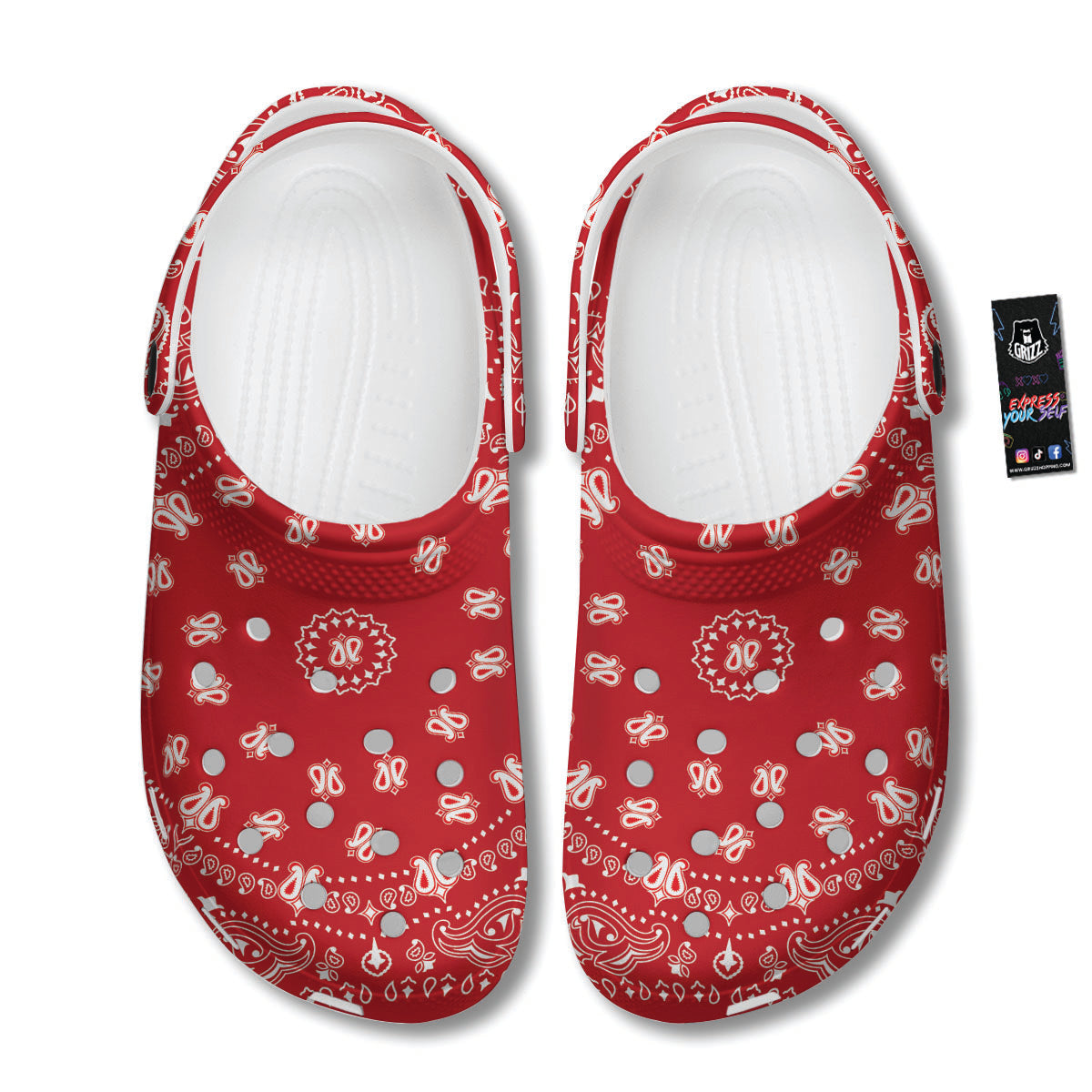 Bandana Red Paisley Print Clog-grizzshop