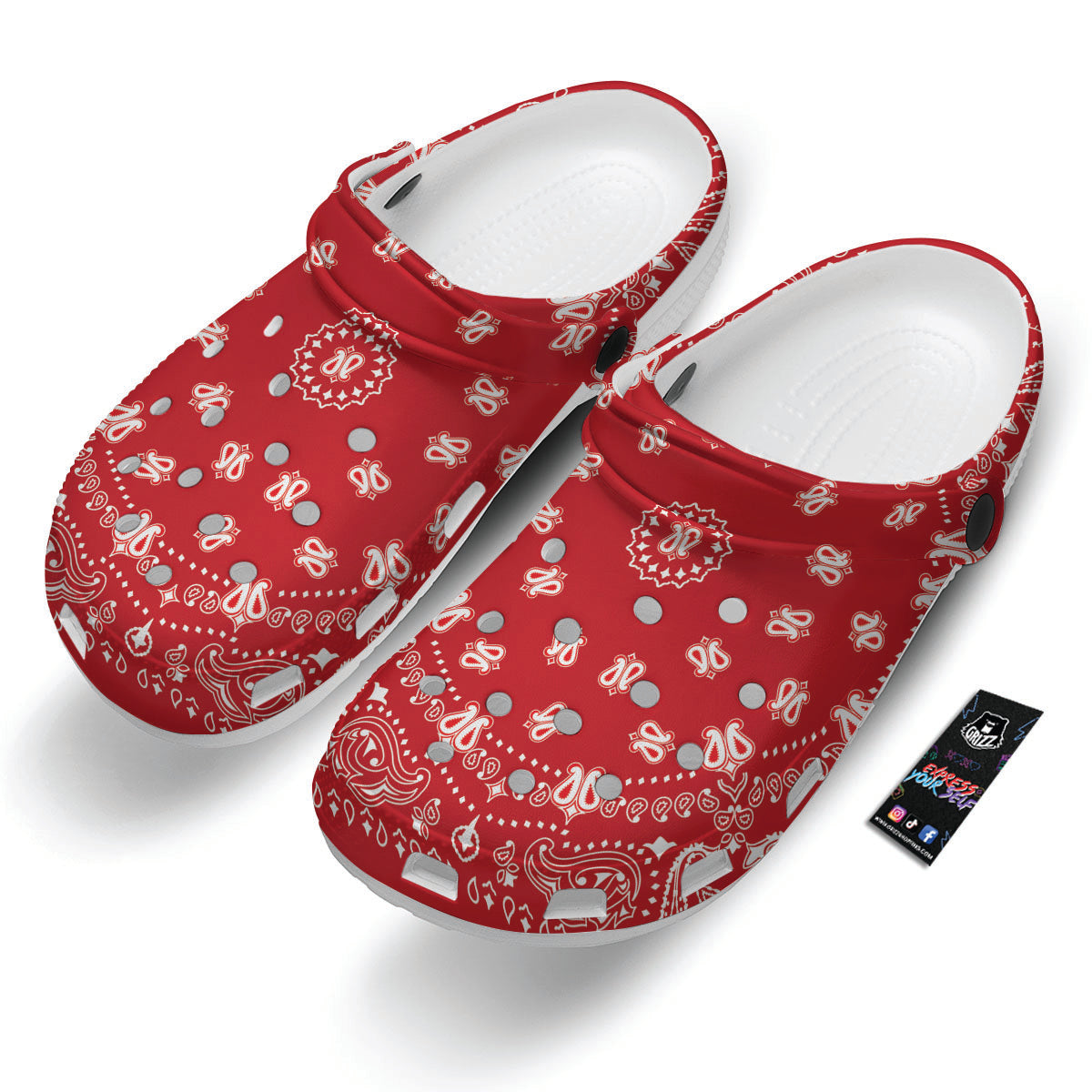 Bandana Red Paisley Print Clog-grizzshop