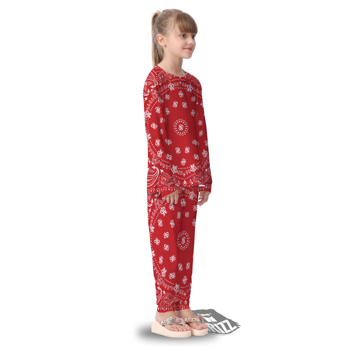Bandana Red Paisley Print Kid's Pajamas-grizzshop