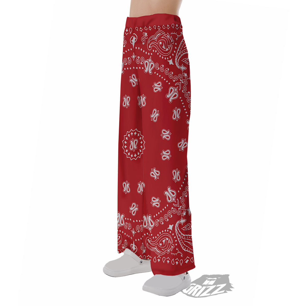 Bandana Red Paisley Print Pajama Pants-grizzshop