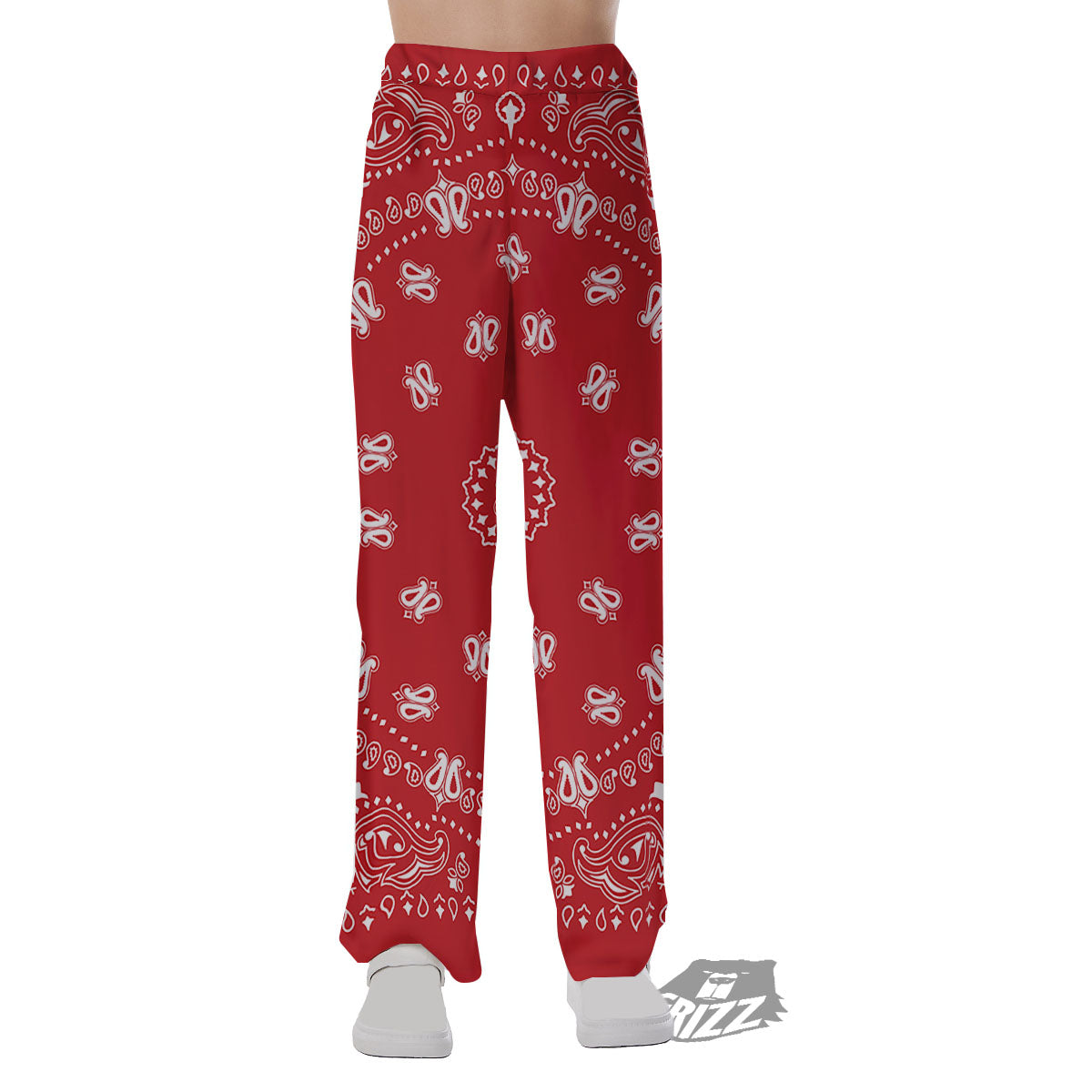 Bandana Red Paisley Print Pajama Pants-grizzshop