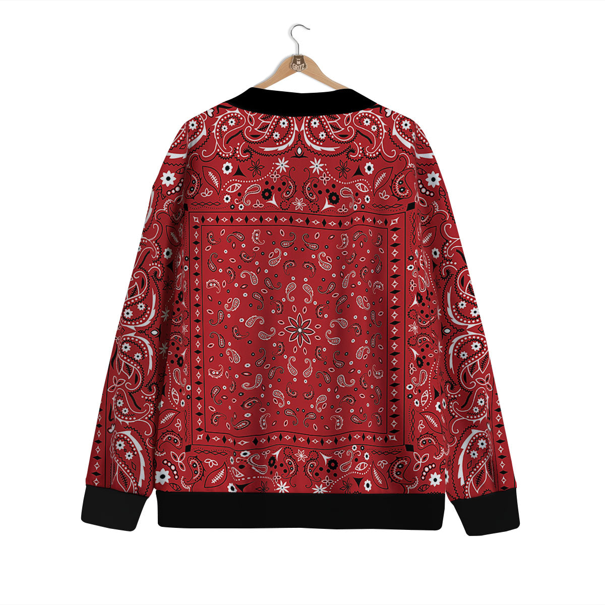 Bandana Red Paisley Print Pattern Cardigan-grizzshop