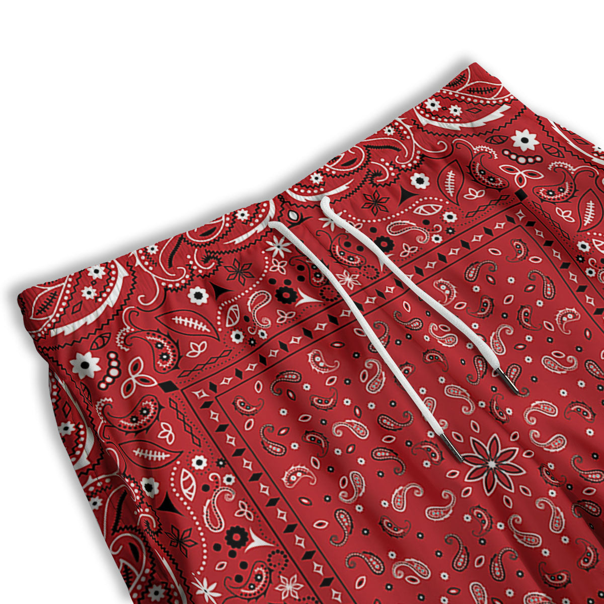 Bandana Red Paisley Print Pattern Men's Athletic Shorts