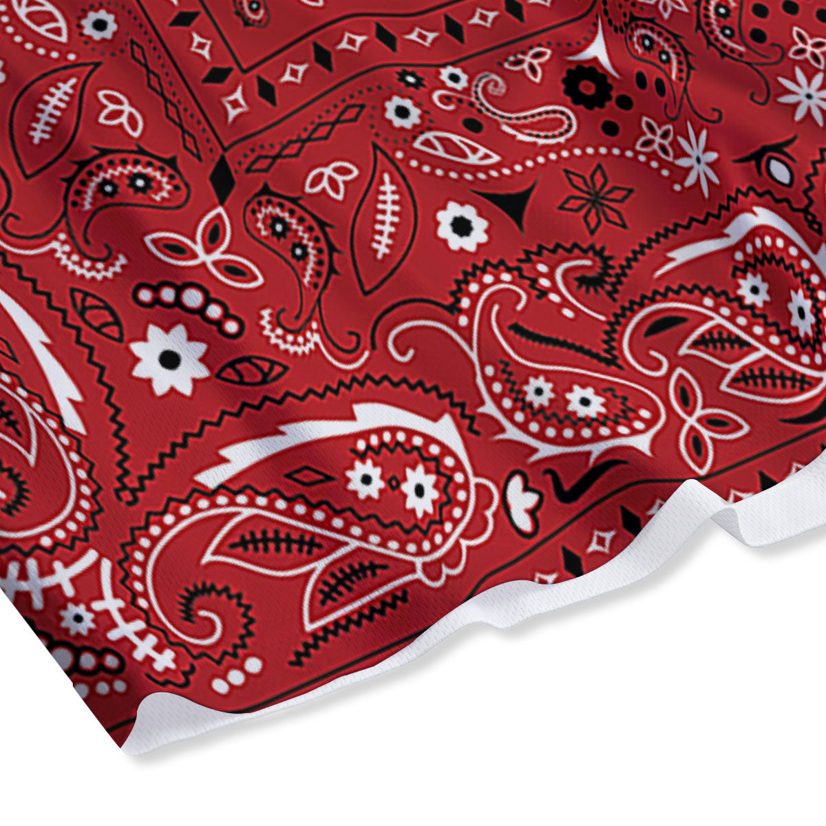 Bandana Red Paisley Print Pattern Mesh Shorts