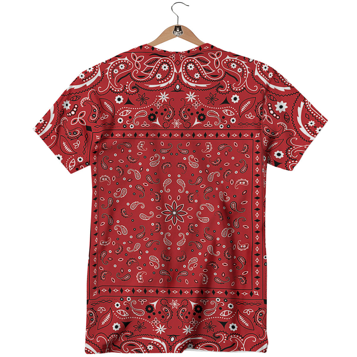 Bandana Red Paisley Print Pattern T-Shirt-grizzshop