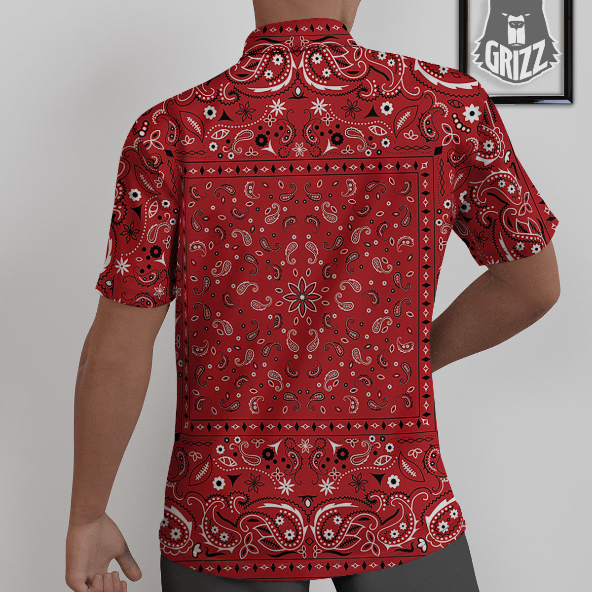 Bandana Red Paisley Print Pattern Untucked Shirts-grizzshop
